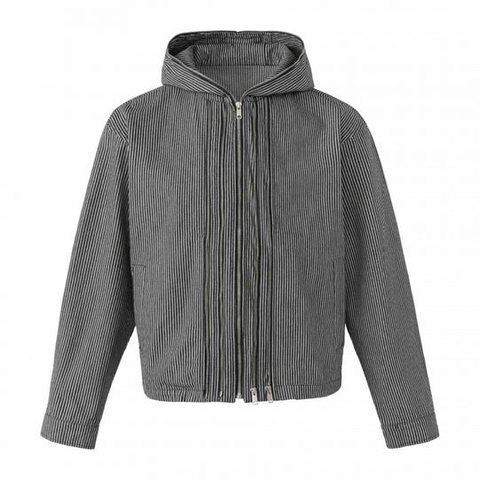 Unisex Kapuzenjacke im Boxy‑Cut mit Doppelreißverschluss und Nadelstreifen‑Optik Shop Nory