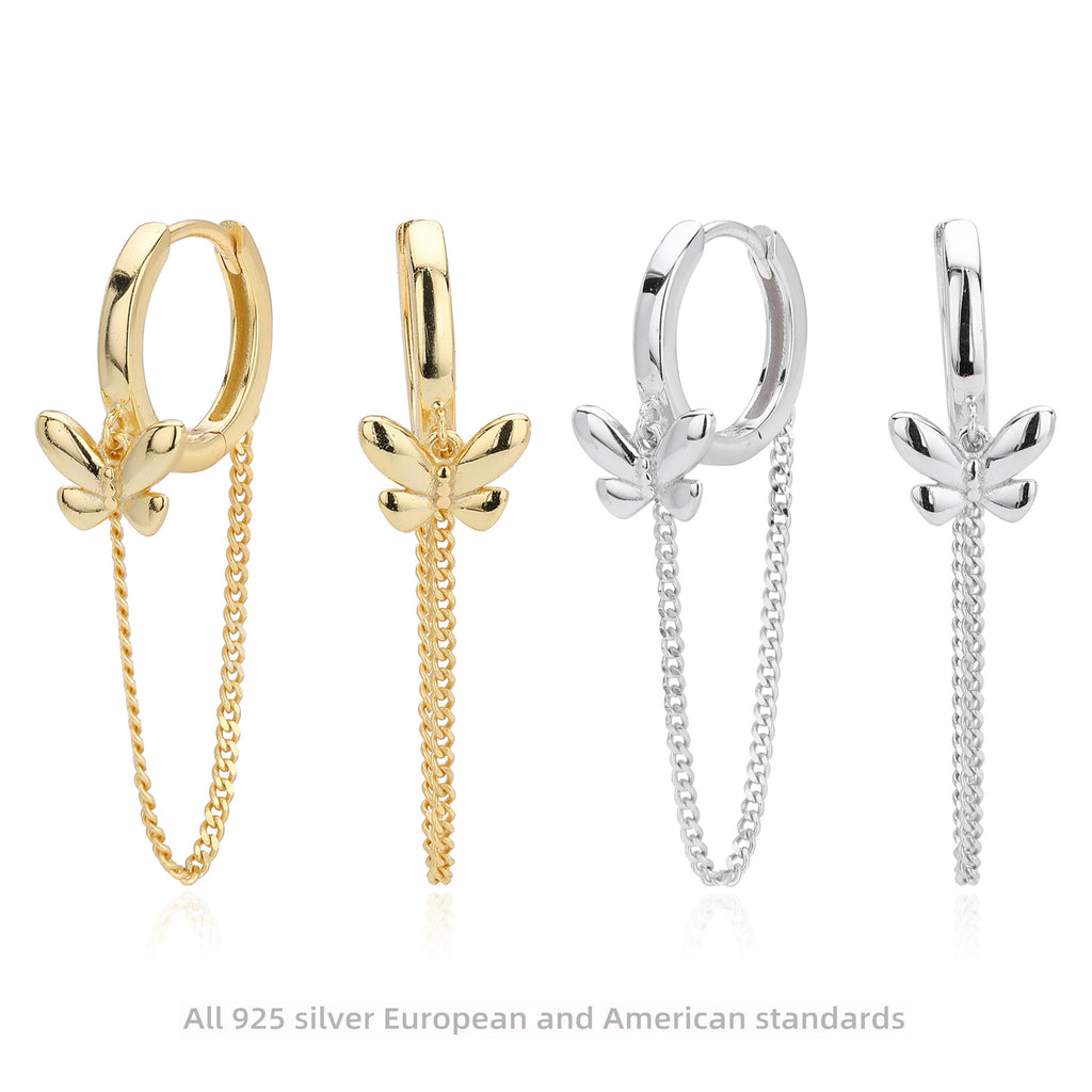 Damen Ohrhänger mit filigranen Schmetterlingsanhängern aus 925 Sterling Silber Shop Nory