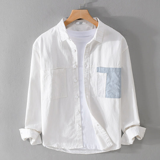 Herren Leichtes Baumwoll-Overshirt mit Kontrast-Brusttasche und Relaxed-Fit Shop Nory