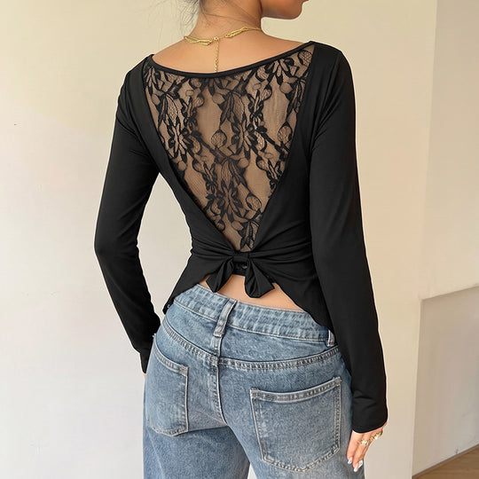 Damen Figurnahe Langarm-Strickshirt mit Rundhalsausschnitt und Stretchfit Shop Nory