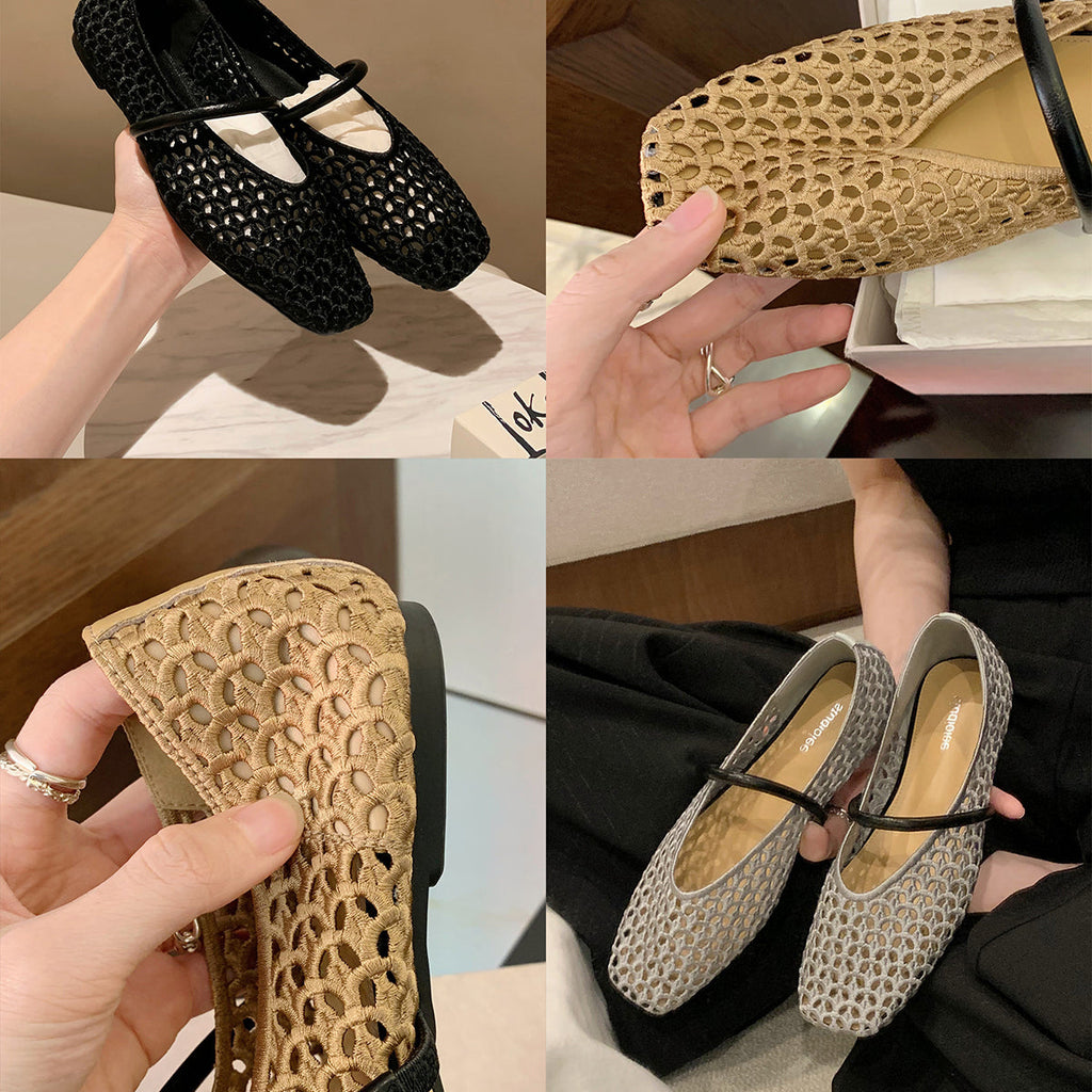 Damen Ballerinas mit strukturiertem Obermaterial und flexiblem Fußbett