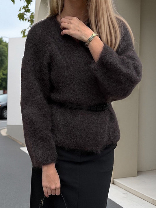 Damen Flauschiger Mohair-Pullover mit Ballonärmeln und leichtem Cropped-Schnitt Shop Nory