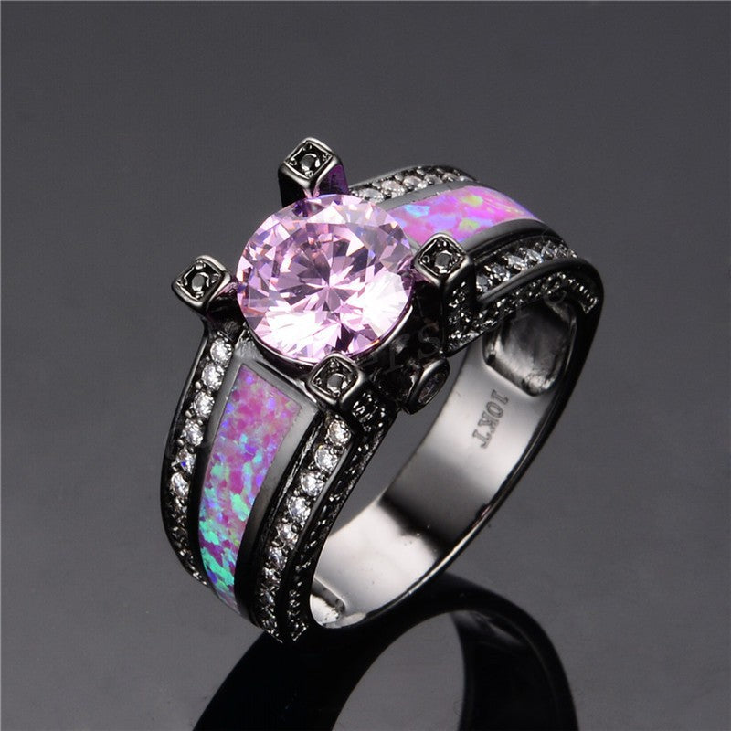 Damen Ring mit funkelndem Zirkonia und kunstvoller Opal-Füllung Shop Nory