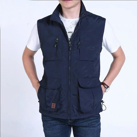 Herren Multifunktionale Outdoor‑Weste mit Mesh‑Futter, Reißverschluss‑Taschen und verstellbarem Saum Shop Nory