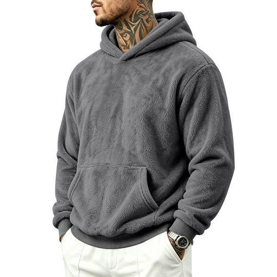 Herren Kuscheliger Fleece-Hoodie mit Kängurutasche und geripptem Saum Shop Nory