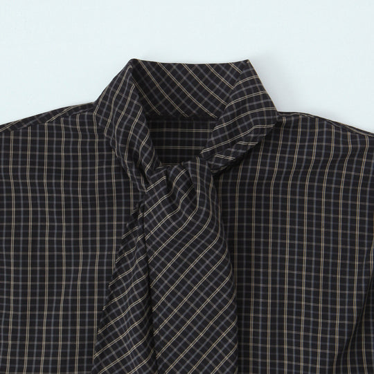 Damen Kariertes Blusenshirt mit Schluppe und weiter Passform Shop Nory