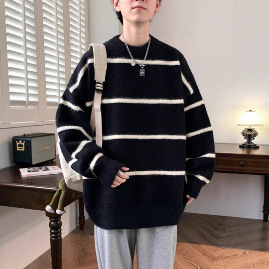 Unisex Oversized Strickpullover mit gestreiftem Design Shop Nory