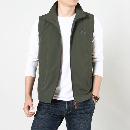 Herren Leichte windabweisende Outdoor-Weste mit Stehkragen und durchgehendem Reißverschluss Shop Nory
