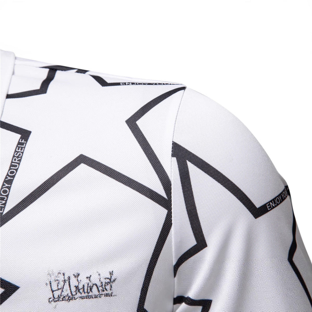 Herren Poloshirt mit modernem Sternen-Design und atmungsaktiven Materialien