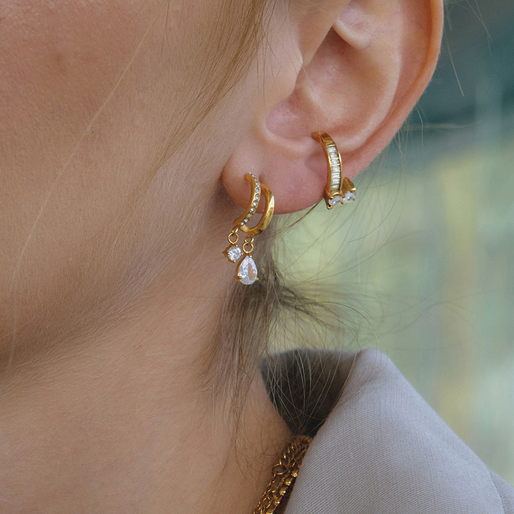 Damen Ohrhänger mit elegantem Tropfenstein und funkelnden Zirkonia Shop Nory