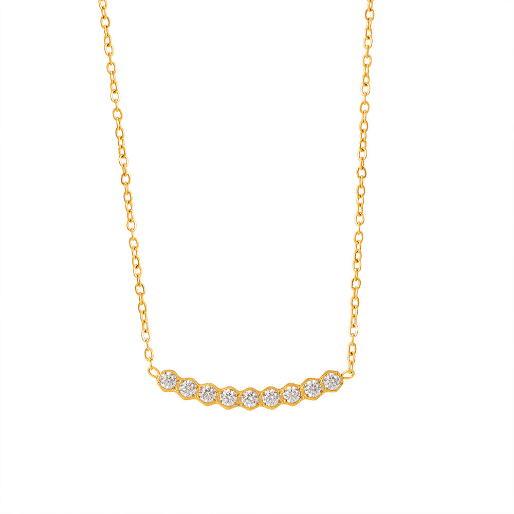 Damen Glänzende Edelstein-betonte Bar Kette Shop Nory