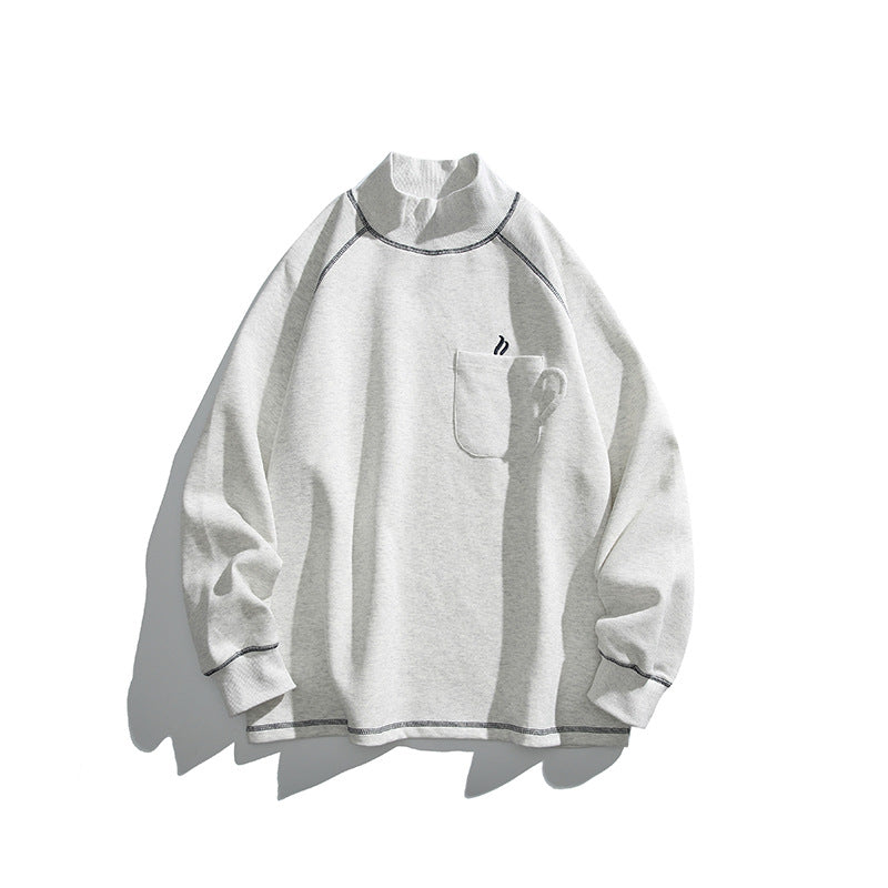 Unisex Oversize-Halbkragen-Sweatshirt mit Raglanärmeln und Brusttasche Shop Nory