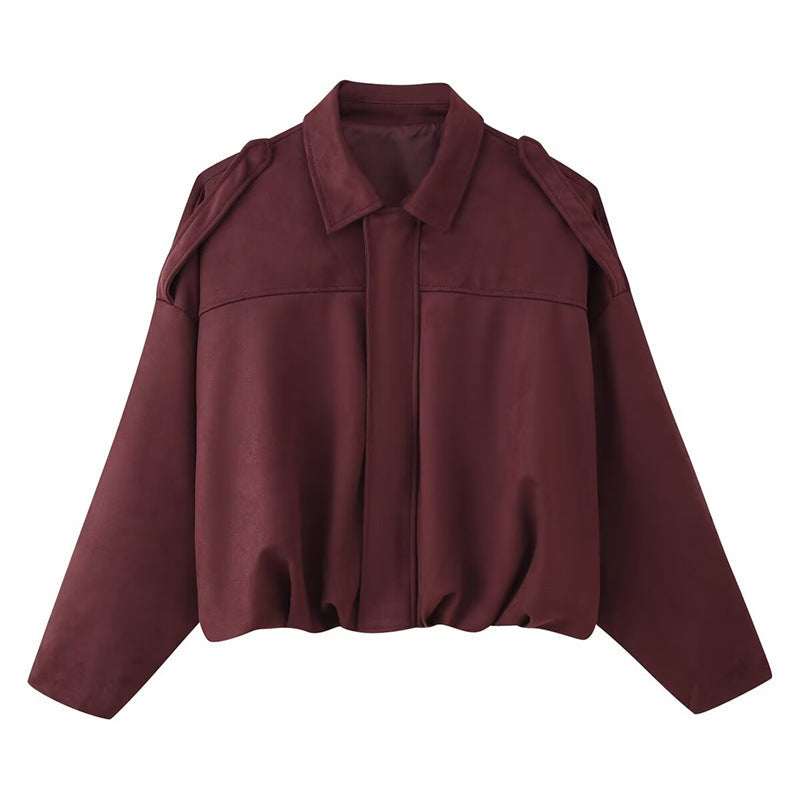 Damen Kurzgeschnittene Oversize Blousonjacke mit Schulterklappen Shop Nory