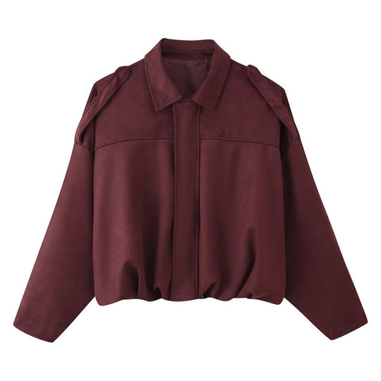 Damen Kurzgeschnittene Oversize Blousonjacke mit Schulterklappen Shop Nory