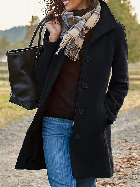 Damen nan taillierter Wollmix-Mantel mit großer Knopfleiste und Eingrifftaschen Shop Nory