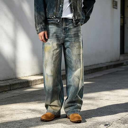 Herren Weit geschnittene Slim-Fit Jeans Shop Nory