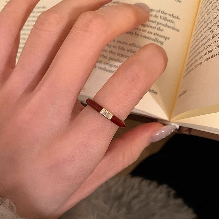 Damen Offener Ring mit quadratischem Zirkonia und elegantem Design Shop Nory