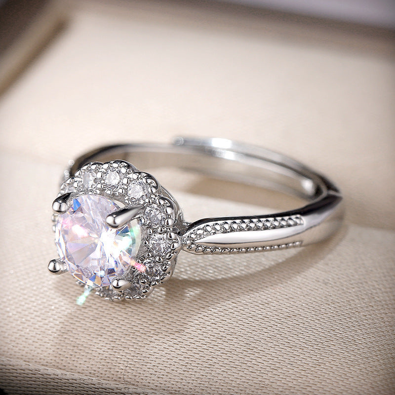 Damen blütenförmiger Ring mit funkelnden Zirkonsteinen Shop Nory