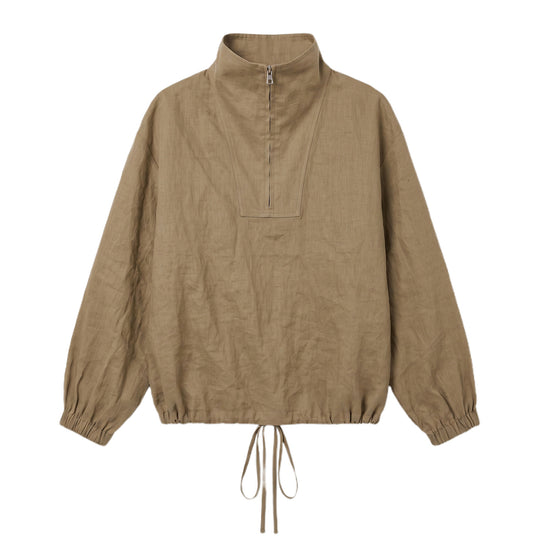 Damen Modische Langärmlige Bluse mit Stehkragen Shop Nory