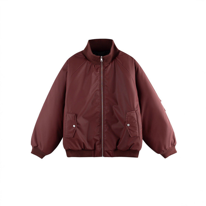 Unisex Boxy-Übergangs-Bomberjacke mit Stehkragen und Pattentaschen Shop Nory