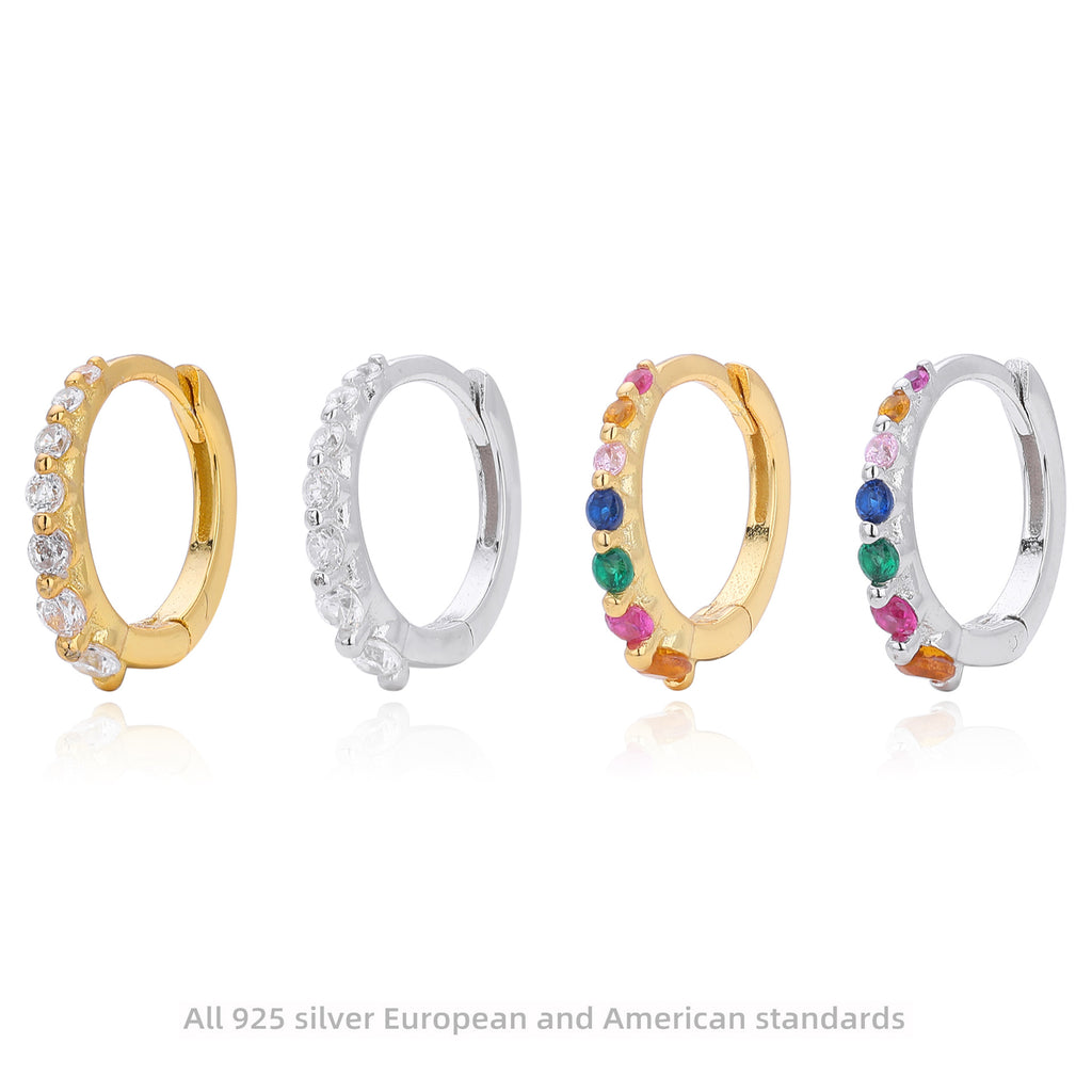 Damen Creolen mit bunten Zirkon-Akzenten aus hochwertigem 925 Sterling Silber Shop Nory
