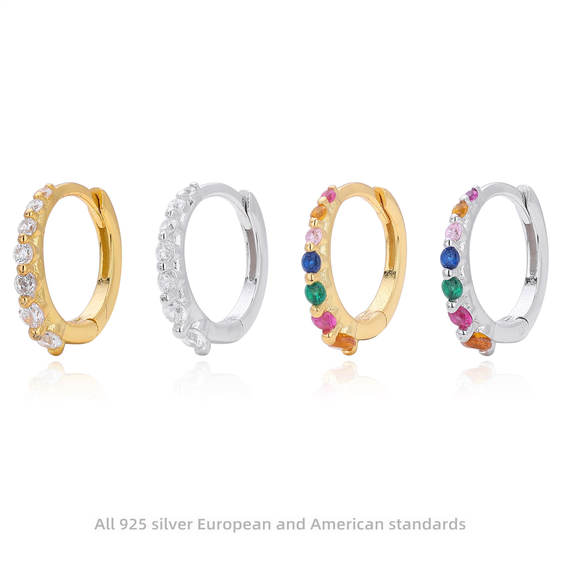 Damen Creolen mit bunten Zirkon-Akzenten aus hochwertigem 925 Sterling Silber Shop Nory