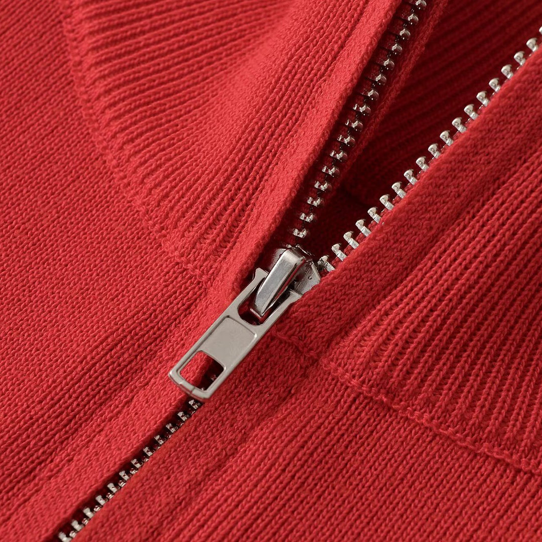 Damen Relaxter Halbzip-Feinstrickpullover mit Stehkragen und überschnittener Schulter Shop Nory