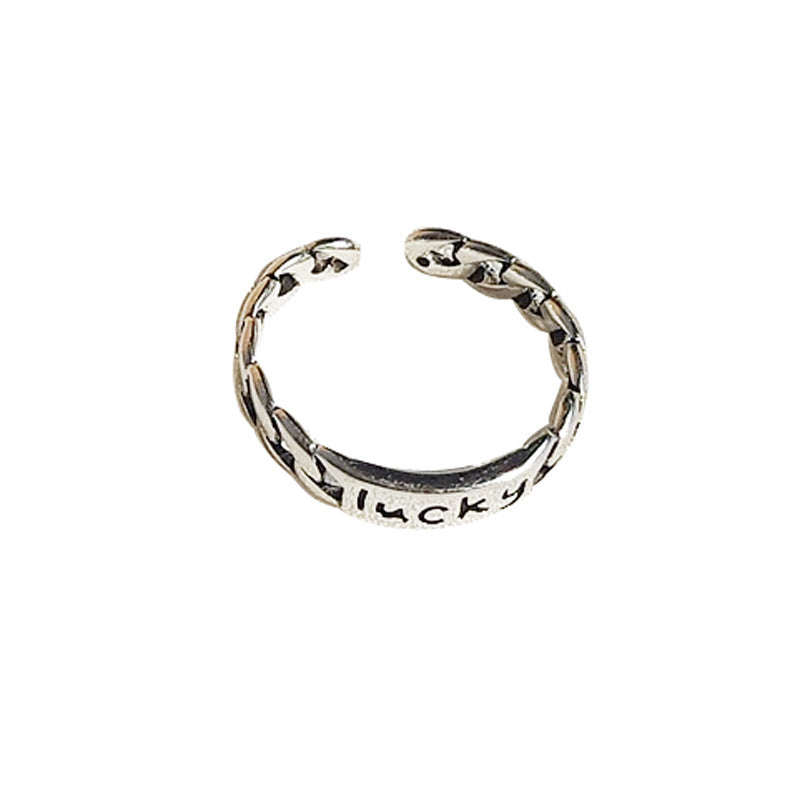 Damen Offener Ring mit geflochtenem Design und markantem Schriftzug Shop Nory