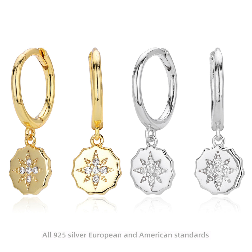 Damen Ohrhänger mit funkelndem Zirkon-Sternanhänger aus 925 Sterling Silber Shop Nory