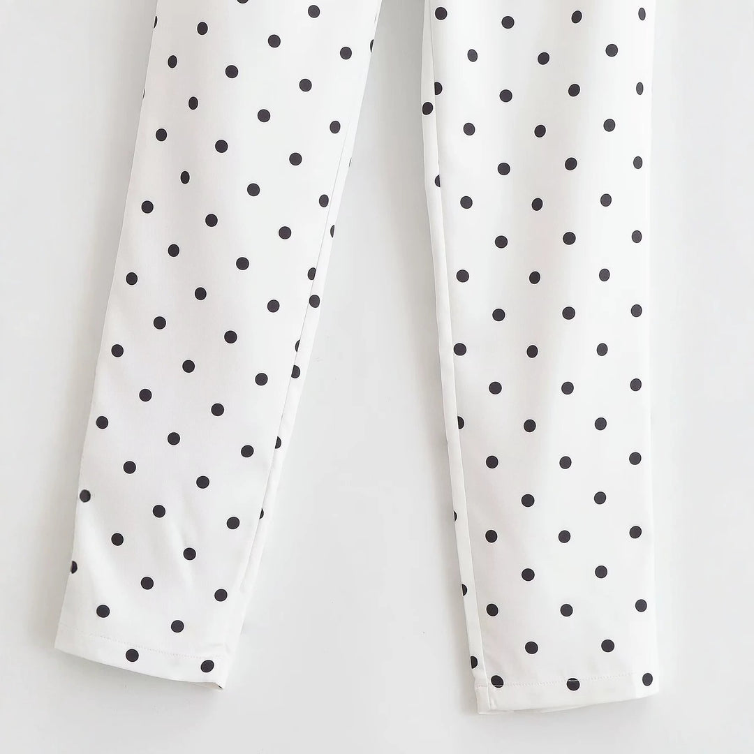 Damen Hochtaillierte konisch zulaufende Stoffhose mit Polka‑Dot‑Print und eleganter Bundverarbeitung Shop Nory