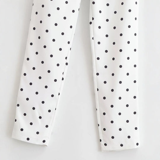 Damen Hochtaillierte konisch zulaufende Stoffhose mit Polka‑Dot‑Print und eleganter Bundverarbeitung Shop Nory