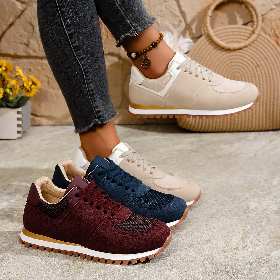 Damen leichte Retro-Lauf- und Freizeitsneaker mit gepolstertem Komfortfußbett und griffiger Profilsohle Shop Nory