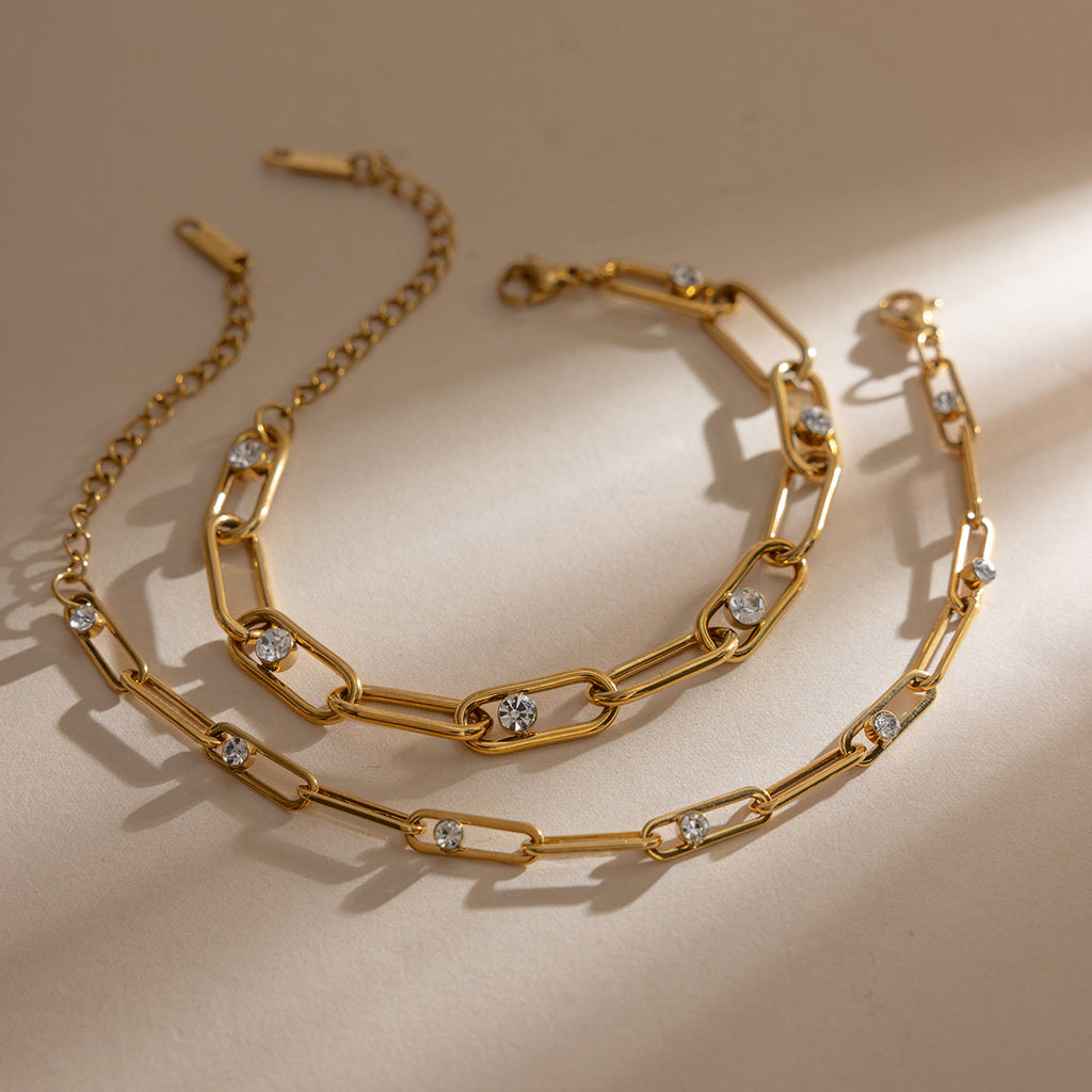 Damen elegantes Armband mit funkelnden Zirkonia-Details aus hypoallergenem Edelstahl Shop Nory