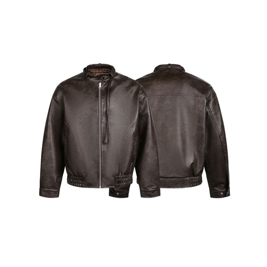 Herren Lederblouson im Pilotenstil mit Schnallenkragen und gerafftem Bund Shop Nory