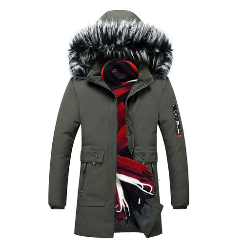 Herren Parka mit Kunstfellkapuze und thermischer Isolierung sowie Multifunktions-Taschen Shop Nory