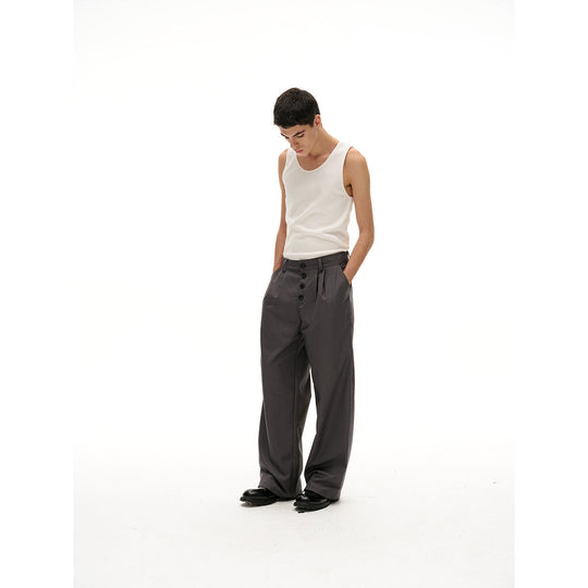 Damen Weite High-Waist Bundfaltenhose mit markanter Knopfleiste Shop Nory
