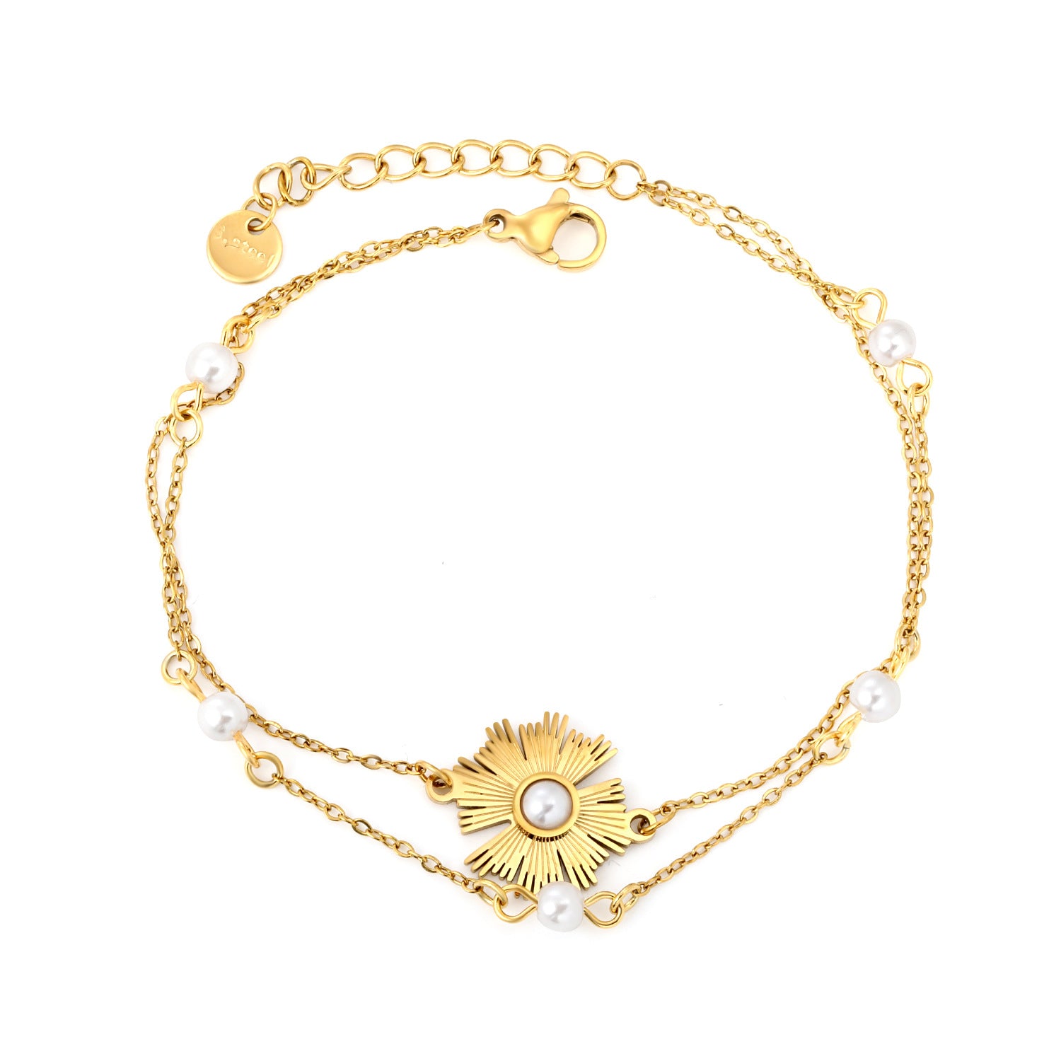 Damen Armband mit filigranem Blütenanhänger und Perlenakzenten Shop Nory