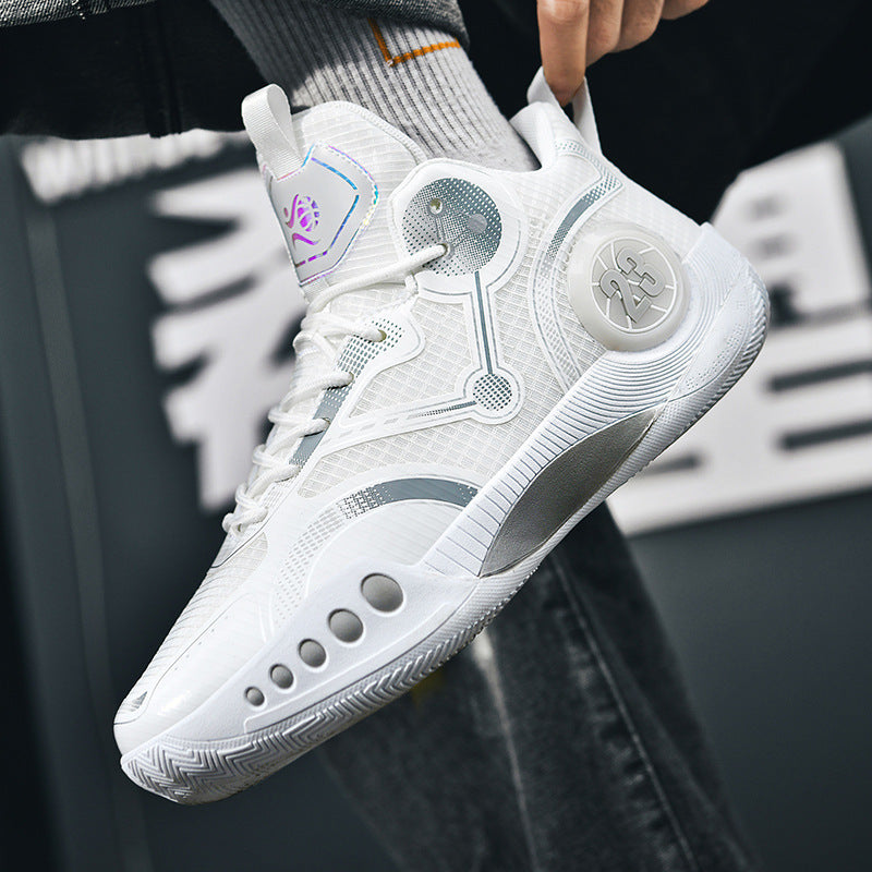 Herren gepolsterter High-Top Basketballschuh mit holografischen Akzenten und griffiger Gummilaufsohle Shop Nory