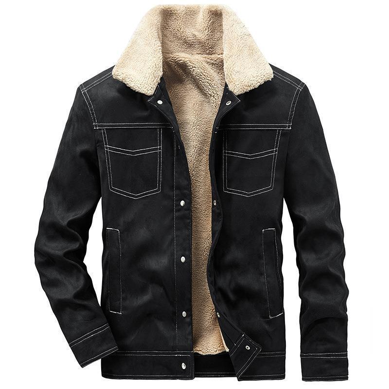 Herren Wildlederjacke mit Sherpa‑Futter, Teddy‑Innenfutter und Druckknopfverschluss Shop Nory