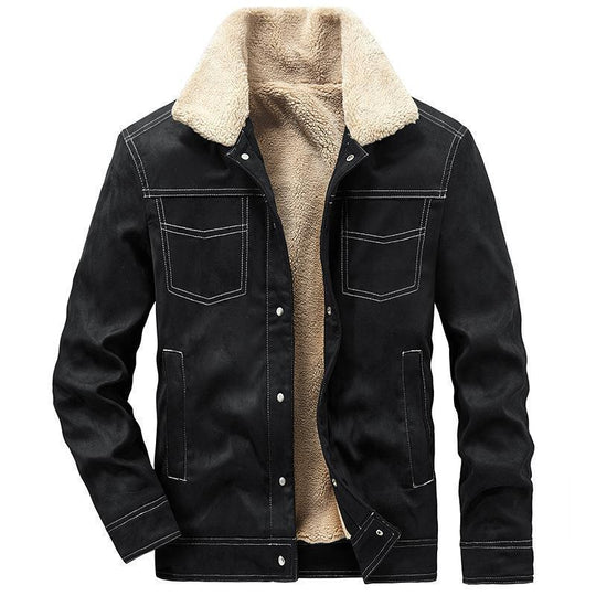Herren Wildlederjacke mit Sherpa‑Futter, Teddy‑Innenfutter und Druckknopfverschluss Shop Nory