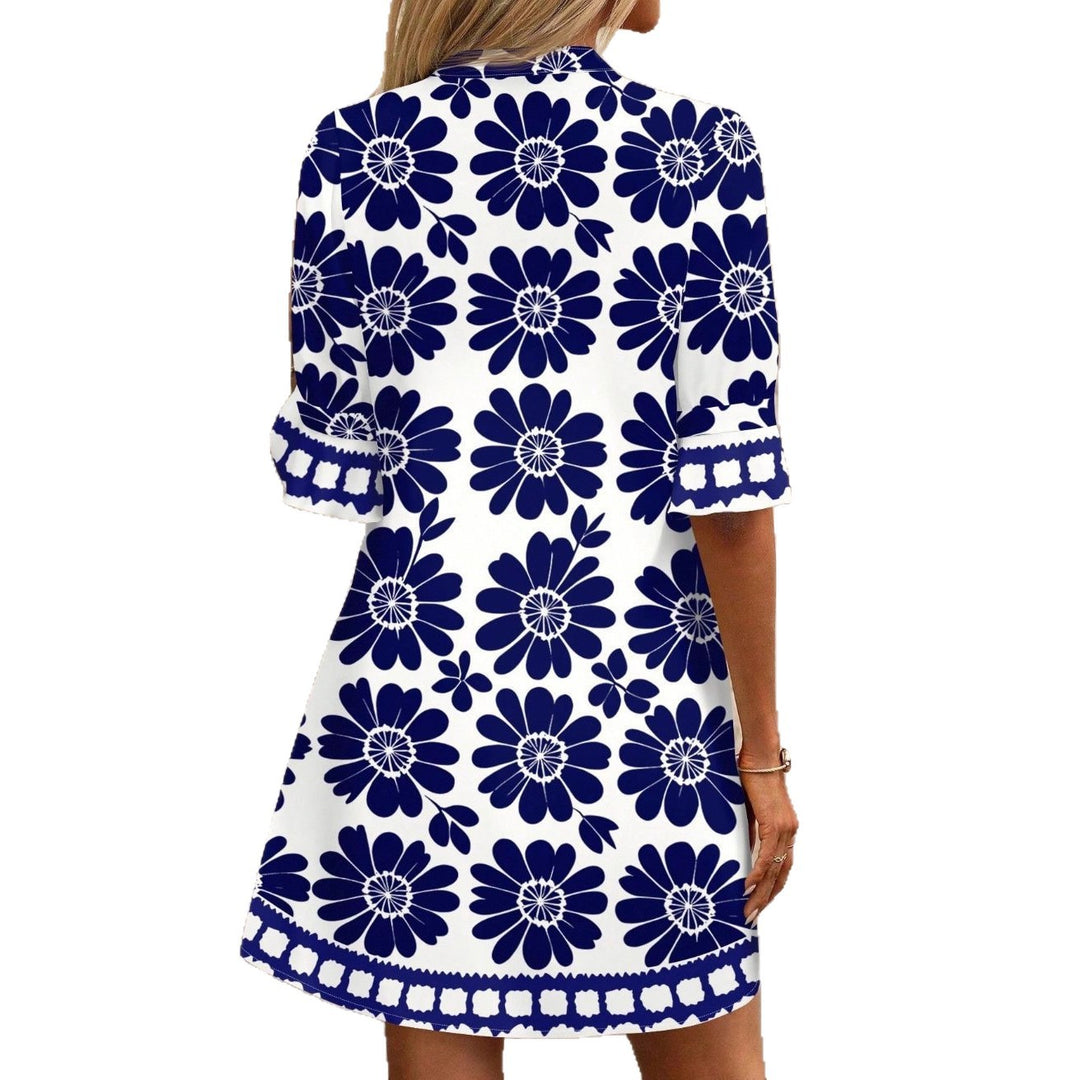 Damen Leichtes Sommer Tunika Kleid mit V Ausschnitt und Volantärmeln Shop Nory