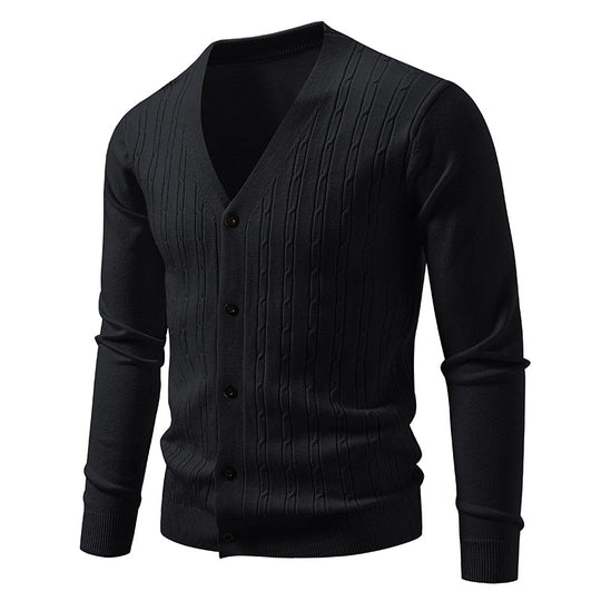 Herren Feinstrick-Cardigan mit tiefem V-Ausschnitt schmaler Passform und vertikalem Zopfstrick Shop Nory