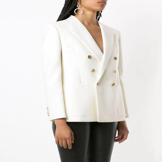 Damen Boxy-Zweireiher-Blazer im Clean-Tailoring mit strukturierten Schultern Shop Nory