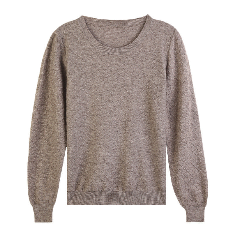 Damen Lässiger Feinstrickpullover mit dezentem Rautenmuster und gerippten Bündchen Shop Nory