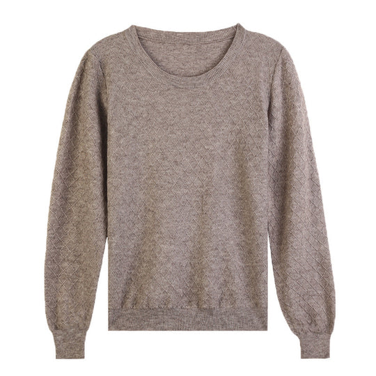 Damen Lässiger Feinstrickpullover mit dezentem Rautenmuster und gerippten Bündchen Shop Nory