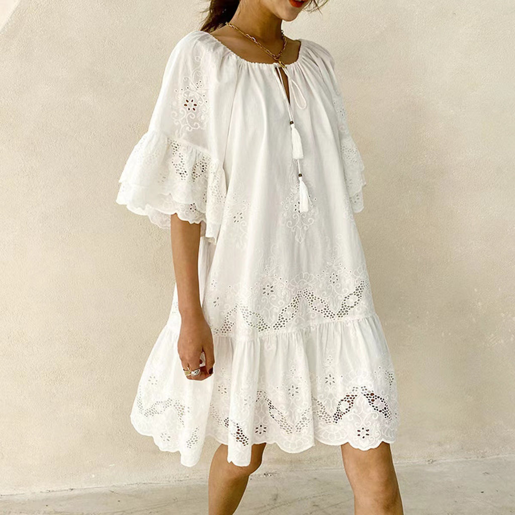 Damen Luftiges Sommerkleid mit Spitzenverzierungen