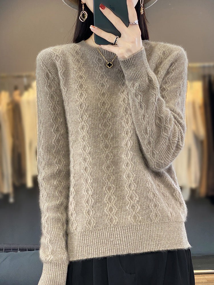 Damen Zopfmuster-Feinstrickpullover mit feiner Struktur und kastiger Silhouette Shop Nory