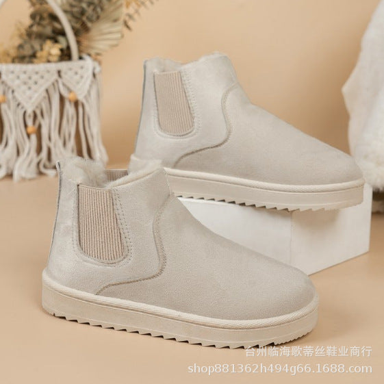 Damen Gefütterte Chelsea-Stiefelette aus Wildlederoptik mit elastischem Einsatz und Profilsohle Shop Nory