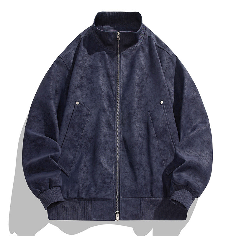 Herren Oversized Wildlederoptik-Bomberjacke mit Stehkragen und gerippten Bündchen Shop Nory