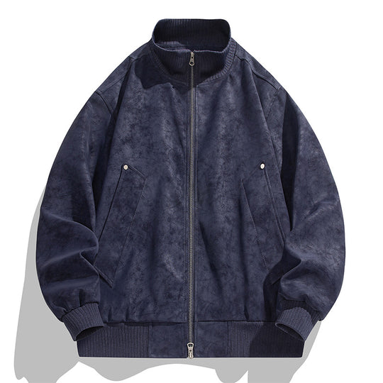Herren Oversized Wildlederoptik-Bomberjacke mit Stehkragen und gerippten Bündchen Shop Nory
